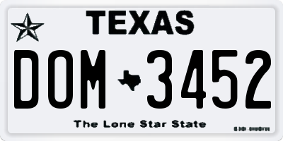 TX license plate DOM3452