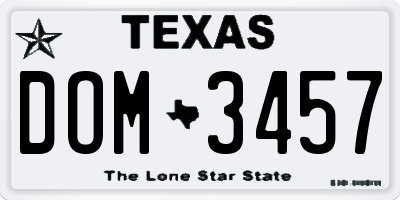 TX license plate DOM3457