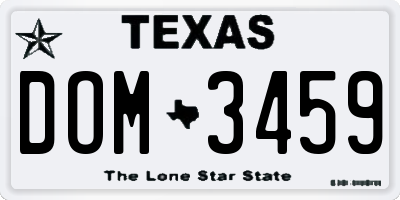 TX license plate DOM3459