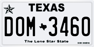 TX license plate DOM3460