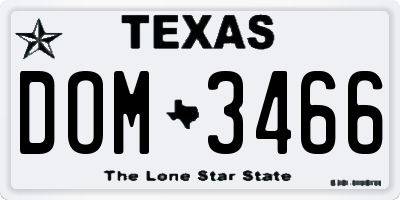 TX license plate DOM3466