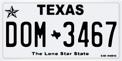 TX license plate DOM3467