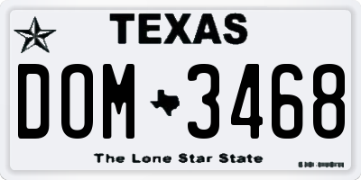 TX license plate DOM3468