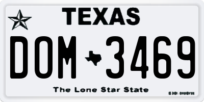 TX license plate DOM3469