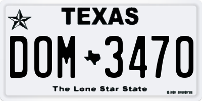 TX license plate DOM3470