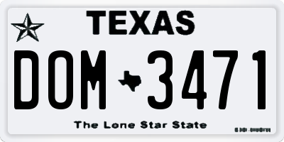TX license plate DOM3471