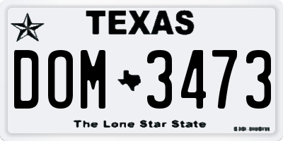 TX license plate DOM3473