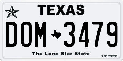TX license plate DOM3479