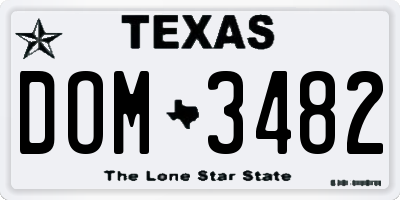 TX license plate DOM3482