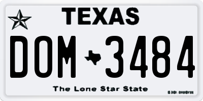 TX license plate DOM3484