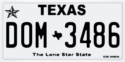 TX license plate DOM3486