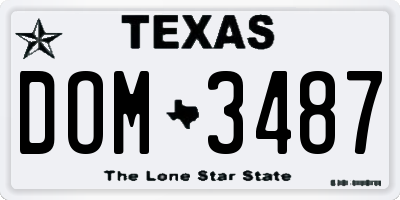 TX license plate DOM3487