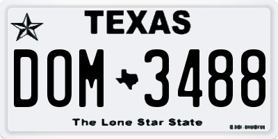 TX license plate DOM3488