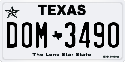 TX license plate DOM3490
