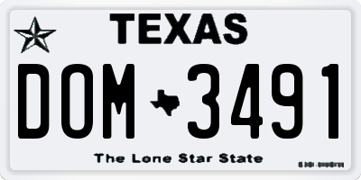 TX license plate DOM3491