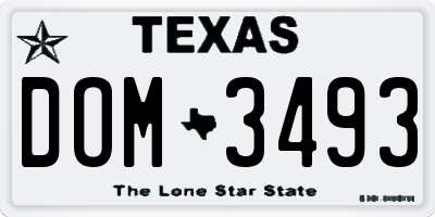 TX license plate DOM3493