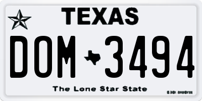 TX license plate DOM3494
