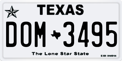 TX license plate DOM3495