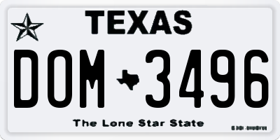TX license plate DOM3496