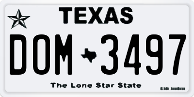 TX license plate DOM3497