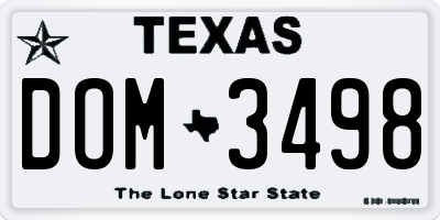 TX license plate DOM3498