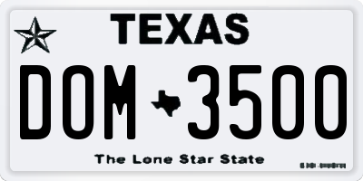 TX license plate DOM3500