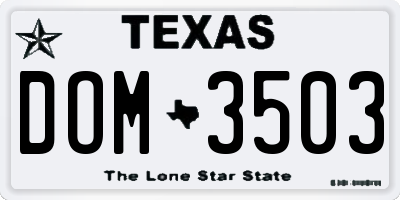TX license plate DOM3503