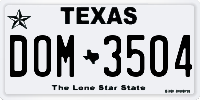 TX license plate DOM3504