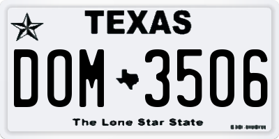 TX license plate DOM3506