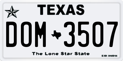 TX license plate DOM3507