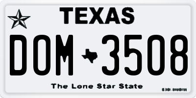 TX license plate DOM3508