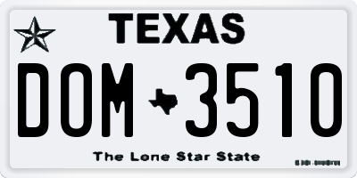 TX license plate DOM3510