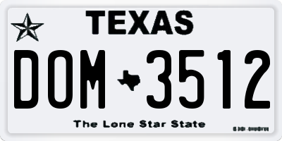 TX license plate DOM3512