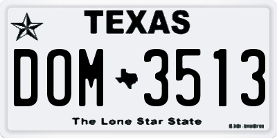 TX license plate DOM3513