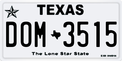 TX license plate DOM3515