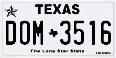 TX license plate DOM3516