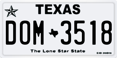TX license plate DOM3518