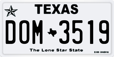 TX license plate DOM3519
