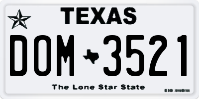 TX license plate DOM3521