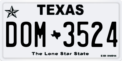 TX license plate DOM3524