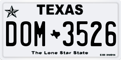 TX license plate DOM3526