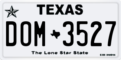 TX license plate DOM3527