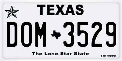 TX license plate DOM3529