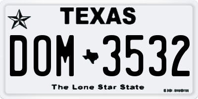 TX license plate DOM3532