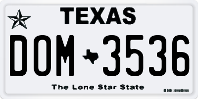 TX license plate DOM3536