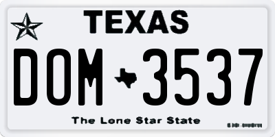 TX license plate DOM3537