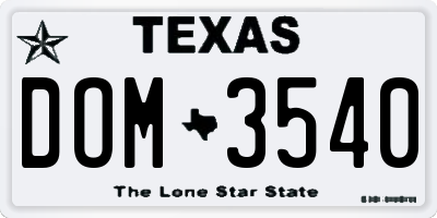 TX license plate DOM3540
