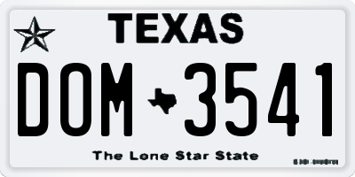 TX license plate DOM3541
