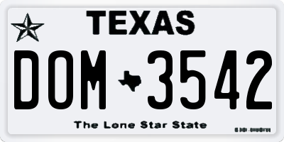TX license plate DOM3542
