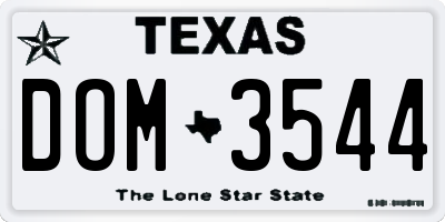 TX license plate DOM3544
